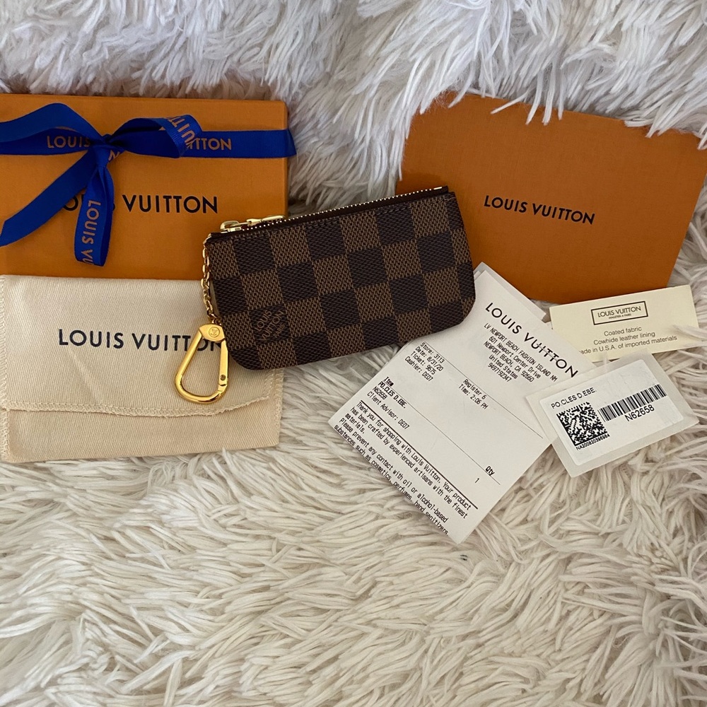Authentic Louis Vuitton key pouch Damier Ebene